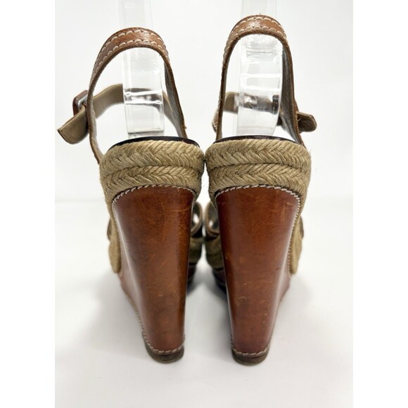 Christian Louboutin Brown Leather Almeria 120 Espadrille Wedge Sandals Sz 35 5 - Picture 6 of 10